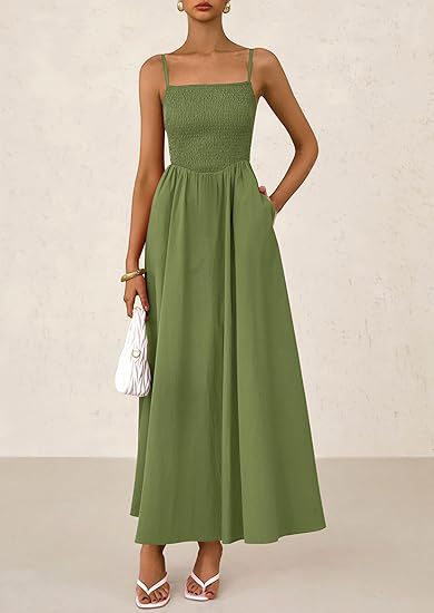 Women's Wear, Thin Shoulder Strap Pleated Vest, Suspender Pocket Dress