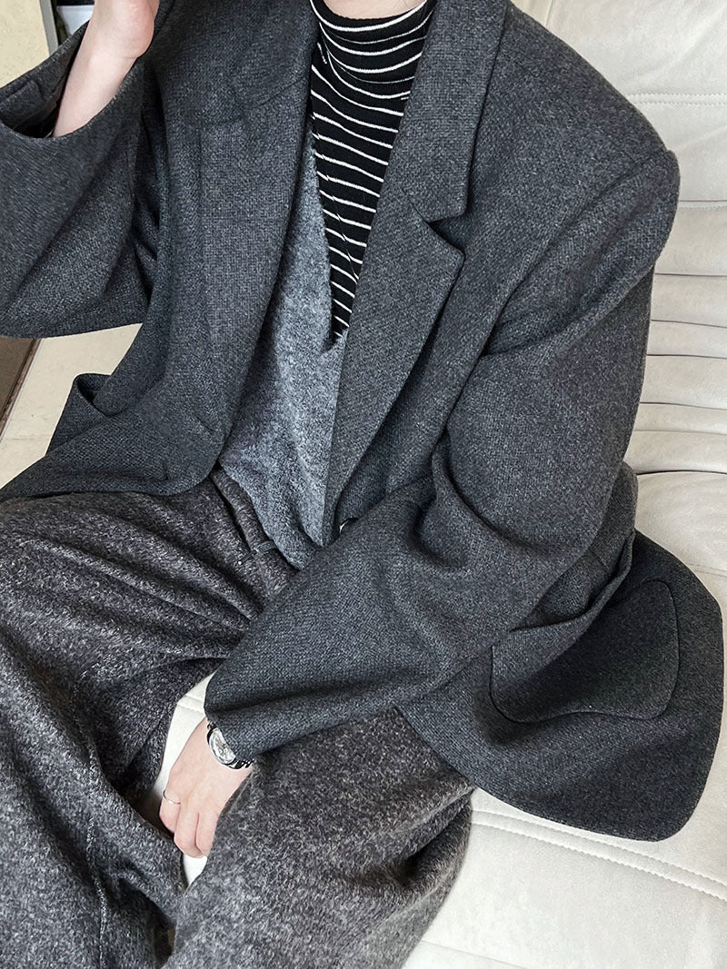 Korean Autumn Winter Blazer for Women High Sense Casual Woolen