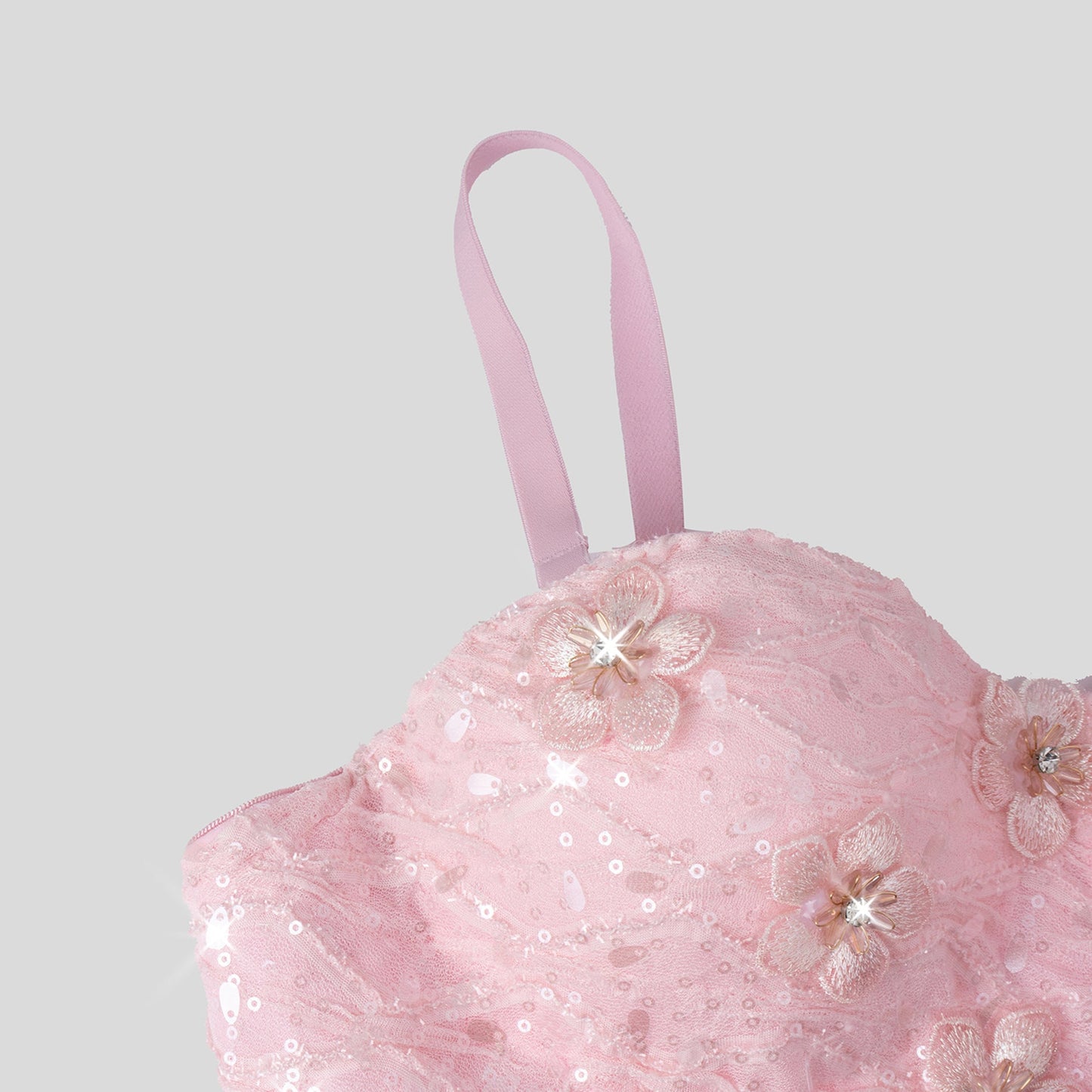 Original Design Three Dimensional Floral Rhinestone Embedded Body Shaping Tube Top Outer Wear Boning Corset Top Sling Bra