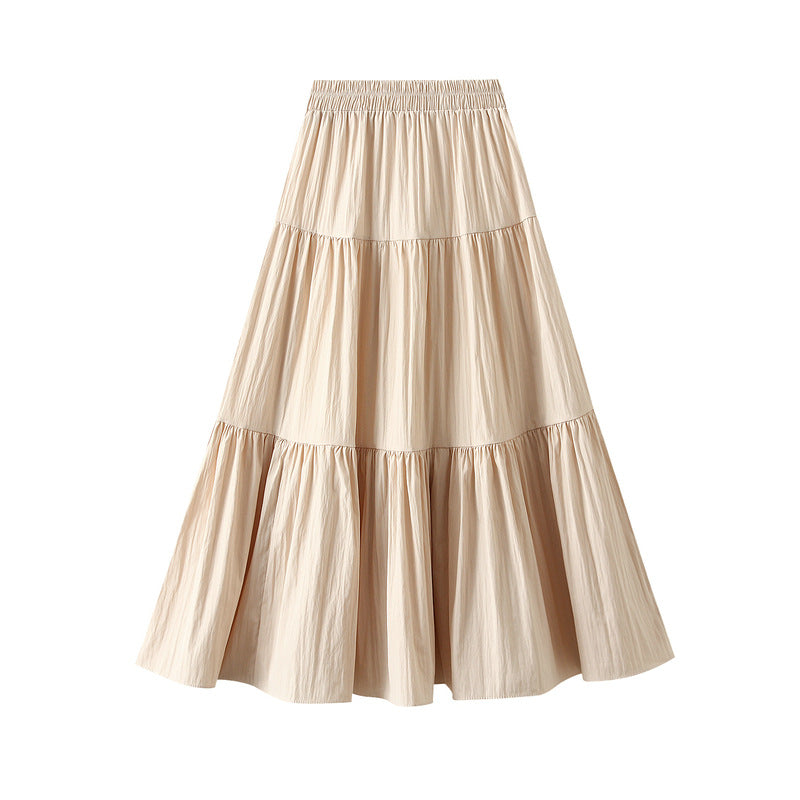 Gentle Skirt for Women Spring Summer High Waist Mid Length Fairy Three Section A line Tiered Dress