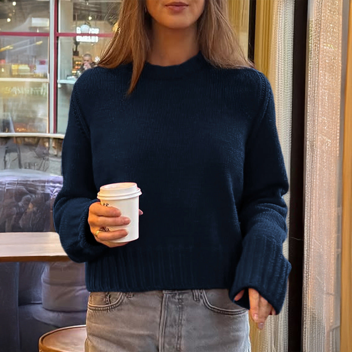 Casual Long Sleeves Woolen T shirt Sweater Women Clothing Autumn Winter