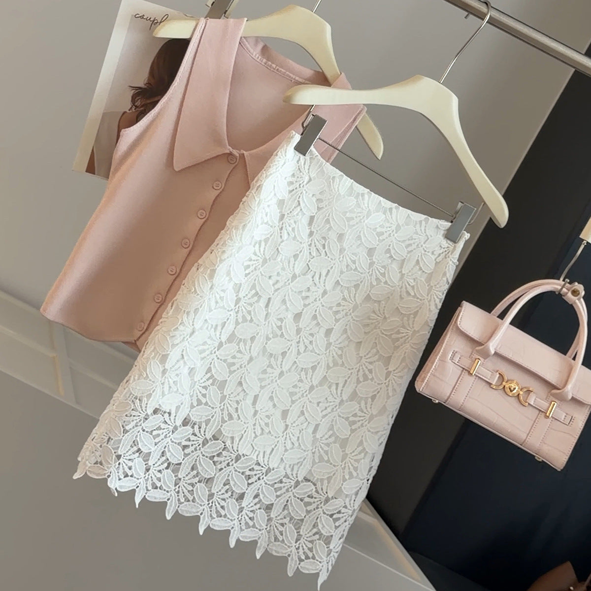 Lace Embroidered Hollow Out Cutout Skirt Women Summer High Waist Slimming Sexy Fashionable A line Sheath Mid Skirt