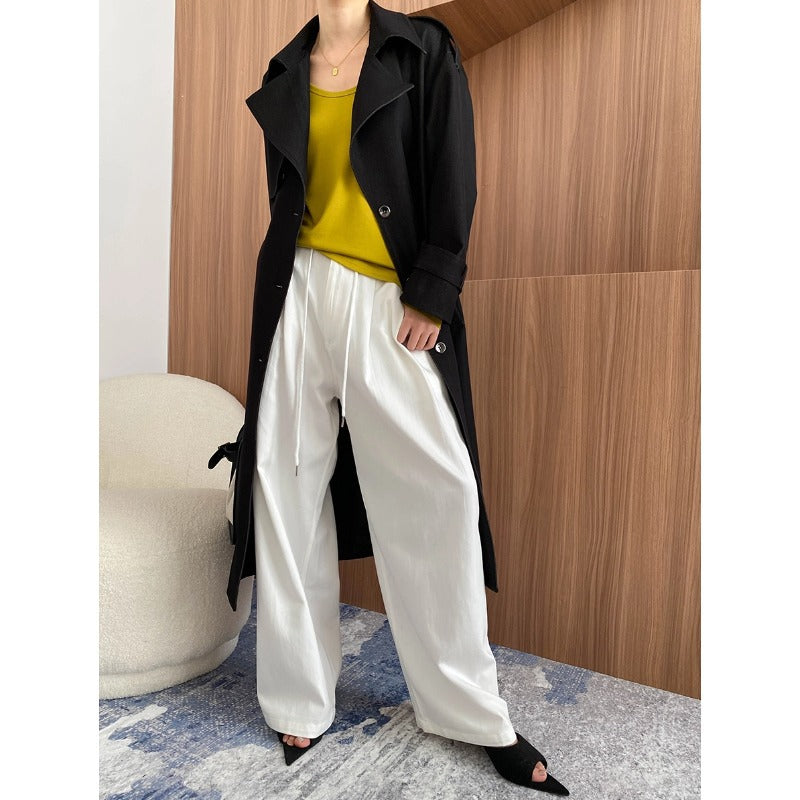 Early Autumn Tencel Lyocell Drawstring Design Pleated Draped Smooth Mop Casual Pants