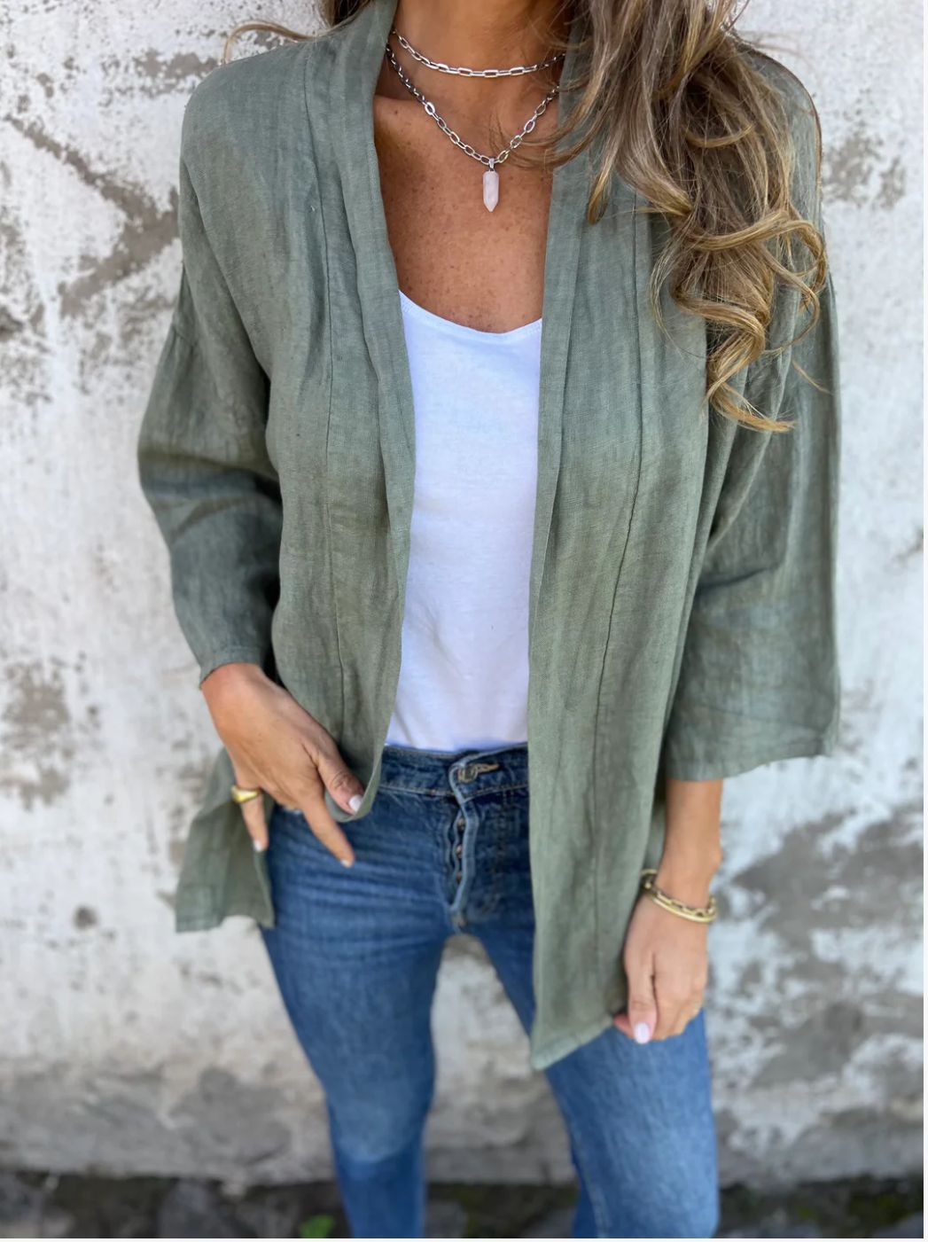 Autumn Winter Cardigan Solid Color Casual Loose Pockets Top Women