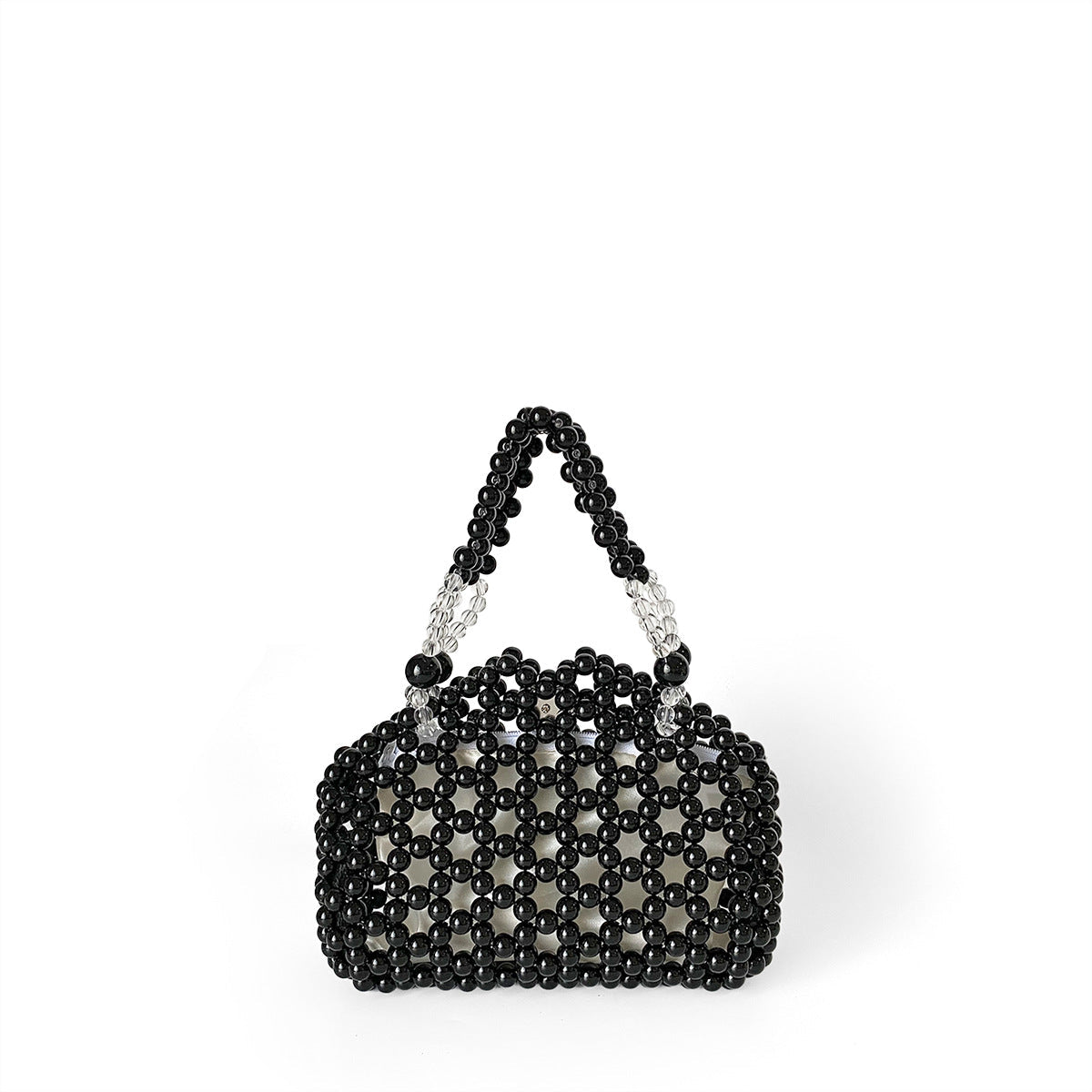 Niche Hollow Out Cutout Vacation Seaside Beach Bag Black Silver Woven Bag Personalized Handbag