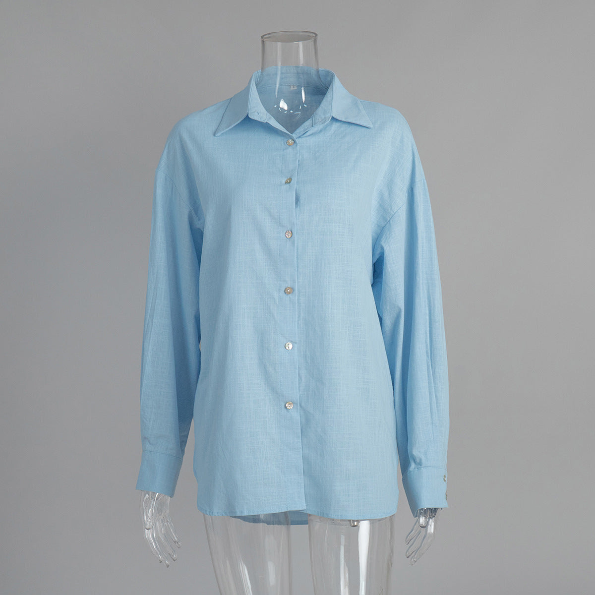 Casual Shirt Spring Summer All Matching Lazy Casual Solid Color Simple Loose Shirt