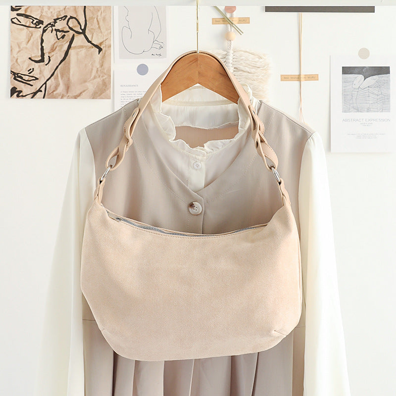 Chic Suede Underarm Women's Bag – Popular Versatile Shoulder Tote, Retro Texture Soft PU Crossbody & Small Square Hobo Bag
