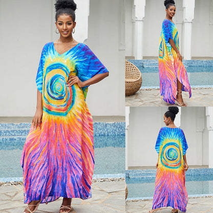 Beach Cover up Loose Robe Vacation Maxi Dress Swimsuit Outwear Women