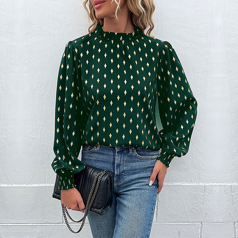 Autumn Clothing Long Sleeve Bronzing Shirt Women