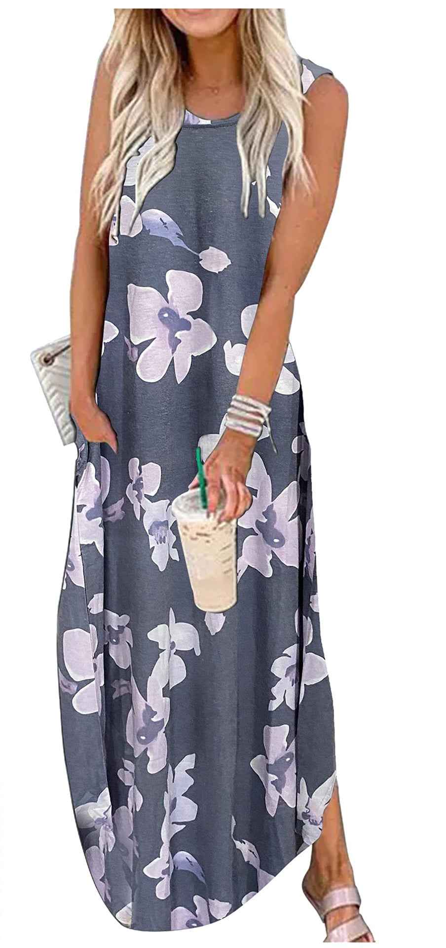 Dress Summer Dress Wide Shoulder Long Dress Fashion Slim Fit Long Dress Print Heart Patterned Long Casual Dress