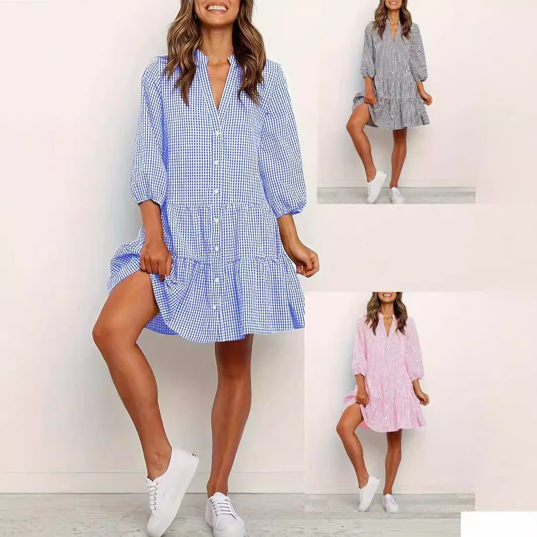 Loose plaid dress, women's clothing