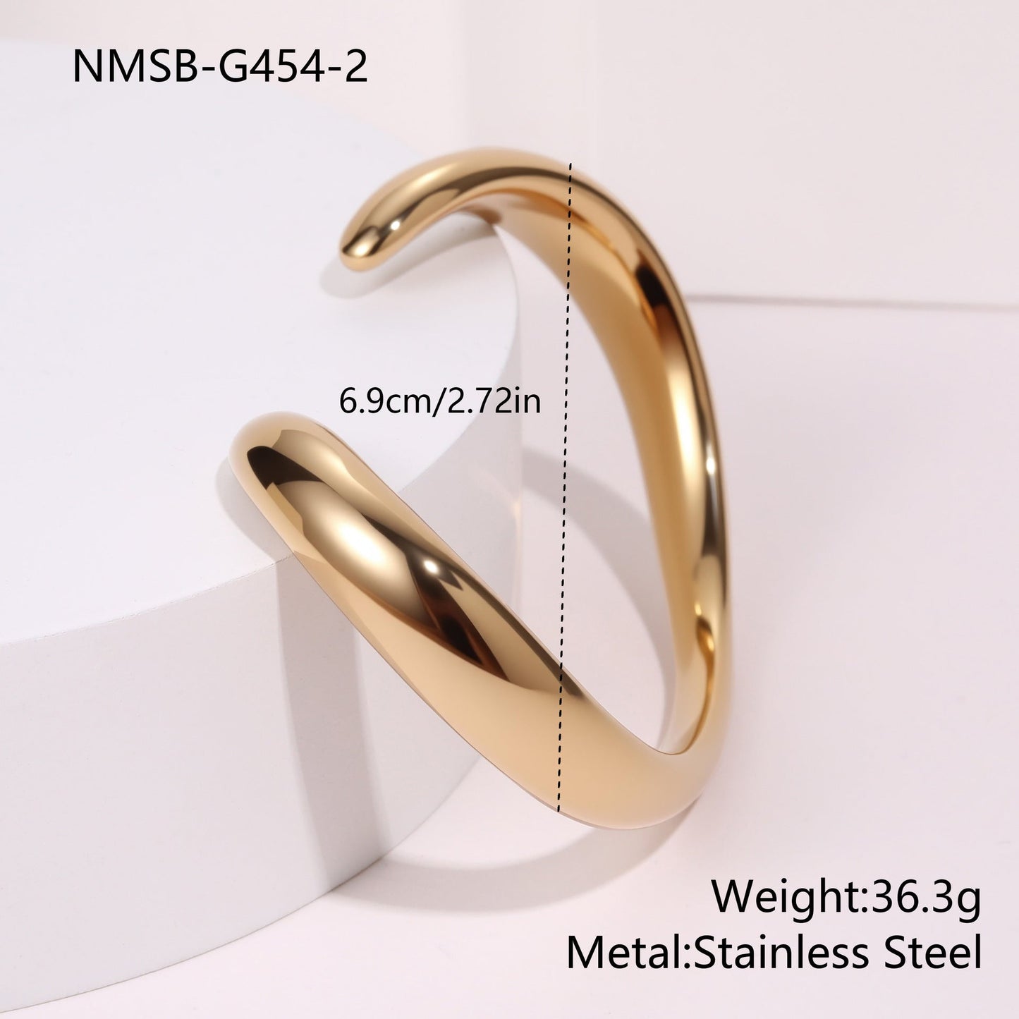 Design Texture around Open Ended Bracelet Stainless Steel Bracelet Gold Plated Light Luxury Bracelet