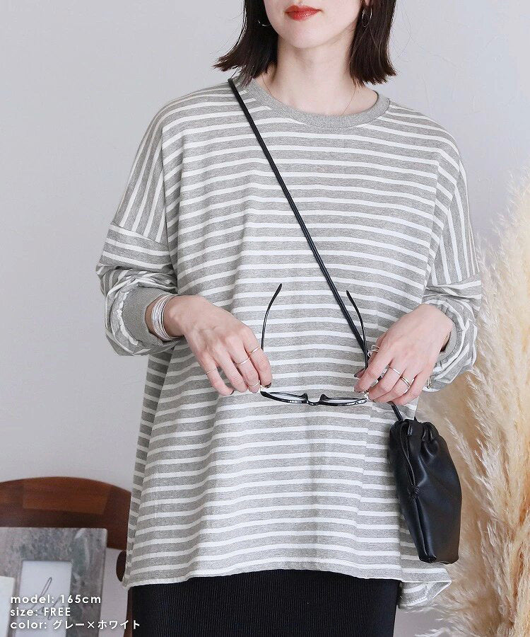Japanese Autumn Winter Striped Sweatshirt Women Loose Cotton Large Version Bottoming Top Women