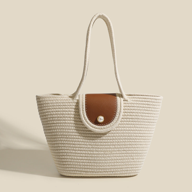 Large capacity hobo tote bag, beach bag weaving, bag women's woven handbag, casual vegetable basket bag underarm bag
