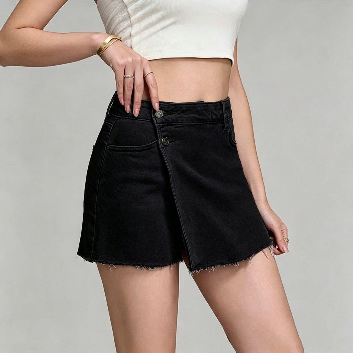Pure Sweet Spicy Faux Two Piece Polka Dot Pantskirt Women Summer Exposure Proof Skirt A line White Hip Skirt