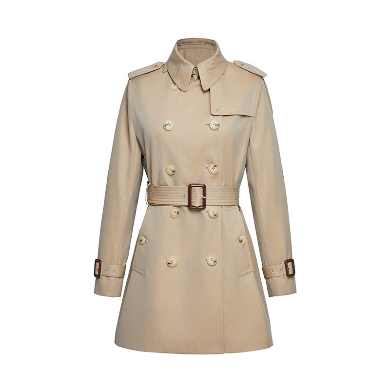 Spring Autumn Mid Length Waterproof Anti Wrinkle Trench Coat Women