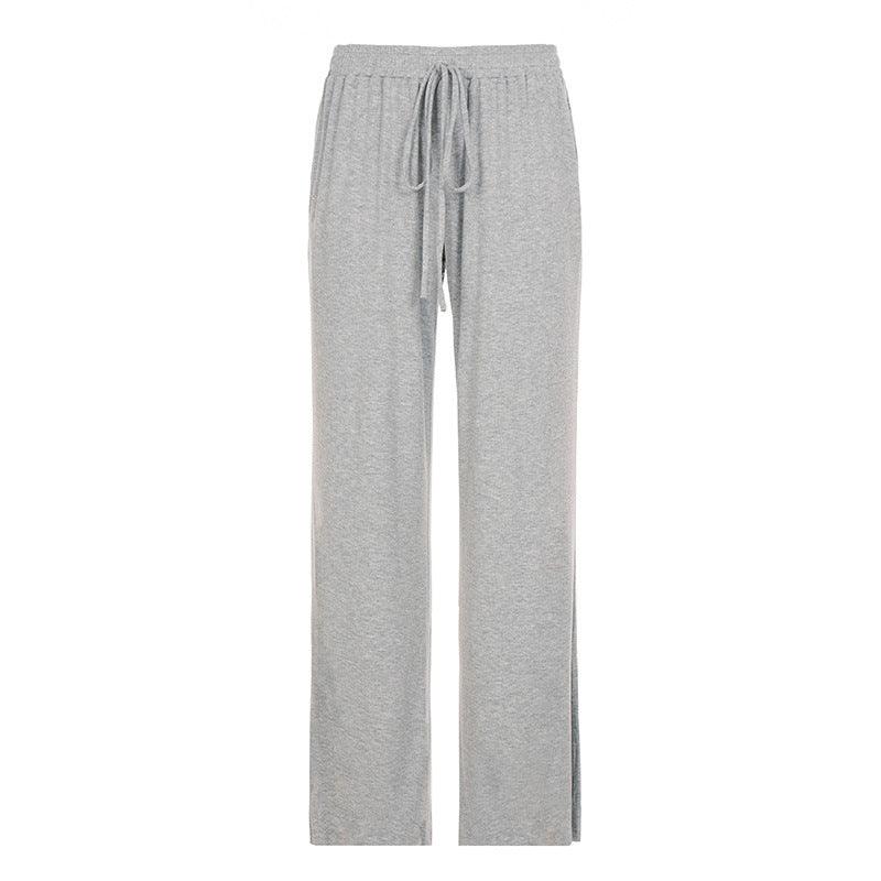 Casual Street Loose Sweatpants Elastic Wide Waist Head Drawstring Patchwork Pocket Straight Leg Pants Trousers Spring Summer