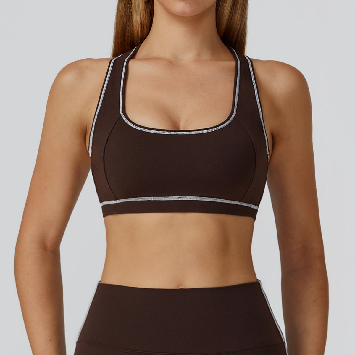 Contrast Color Brushed Yoga Bra H Shaped Beauty Back Sports Vest Outdoor Sports Running Exercise Underwear