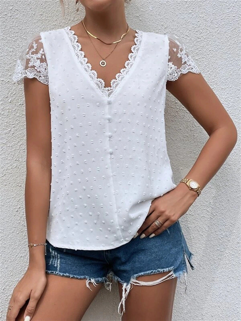 Women Clothing Popular V Neck Women Shirt Top