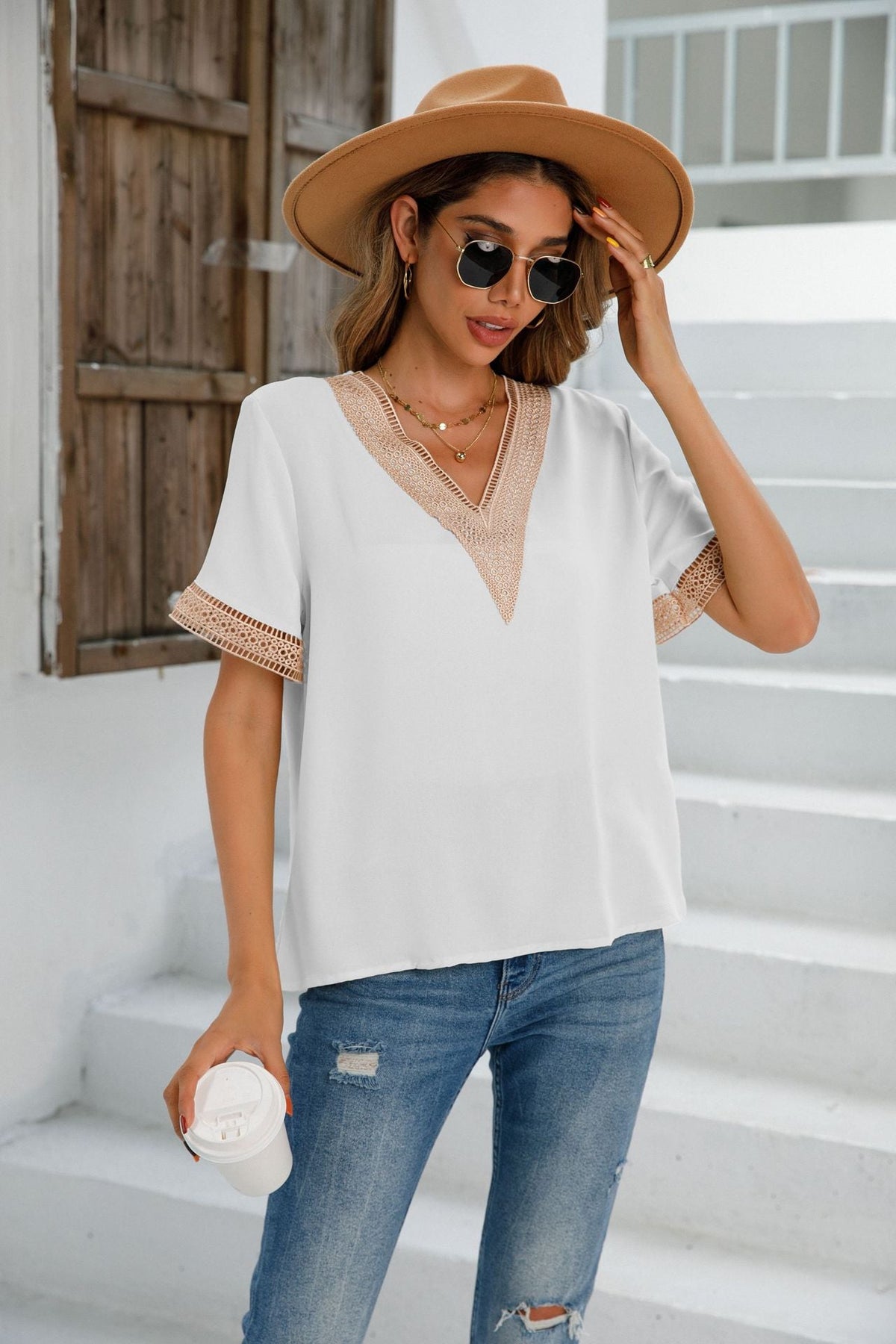 Women Clothing Popular V Neck Shirt Women Shirt Top
