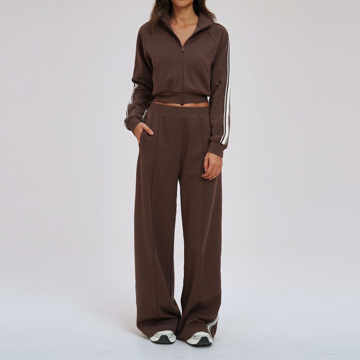 Contrast Color Sweatshirt Suit Loose Casual Comfortable All Match Outdoor Biking Mountain Climbing Sports Two Piece Sets