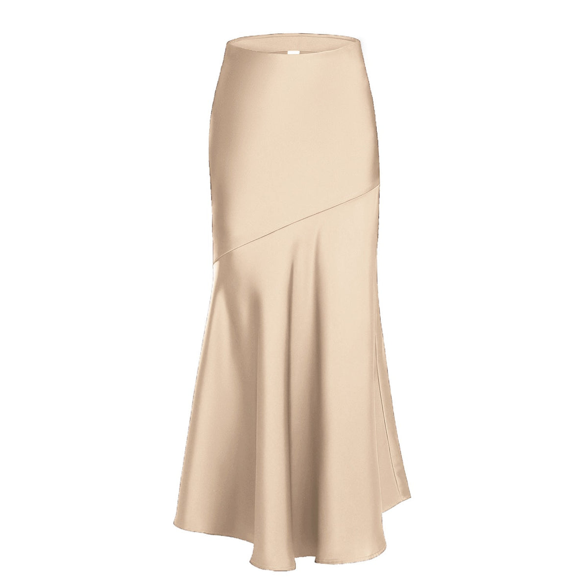 Women Acetate Satin Skirt High Waist Elastic Patchwork Maxi Dress Slim Slimming Sheath Dress
