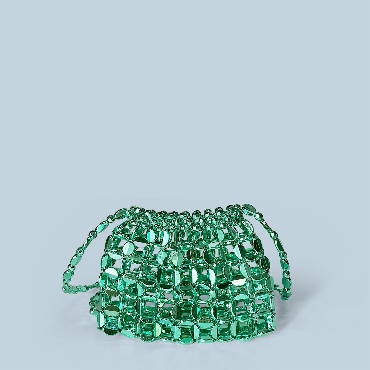 Hand Woven Bag Women Crossbody Silver Dumpling Bag All Match Acrylic Paillette Beaded Bag