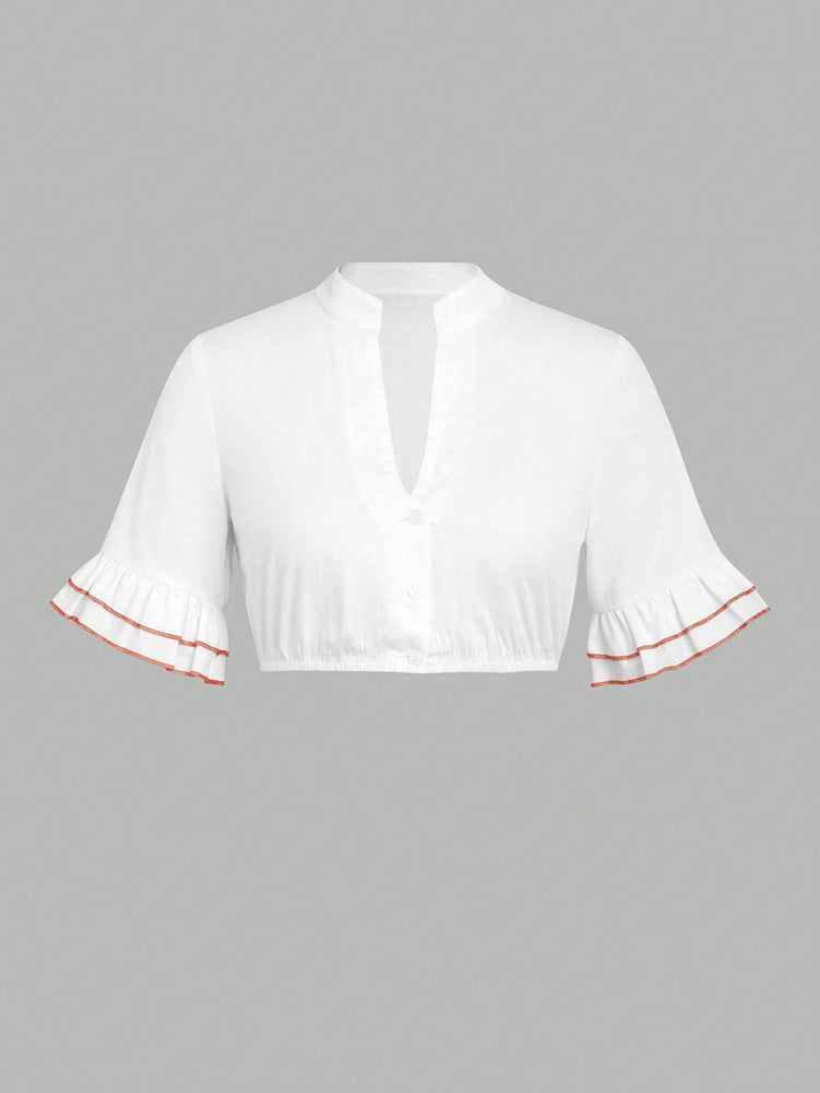 Bavarian Beer Festival Clothing Traditional Dirndl Short Sleeved Shirt Classic Top