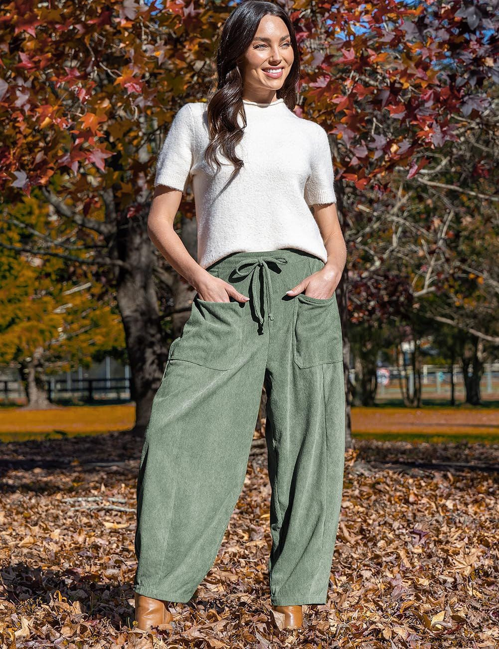 Autumn Winter Corduroy Casual Slimming Harem Pants Wide Leg Pants Women Clothing