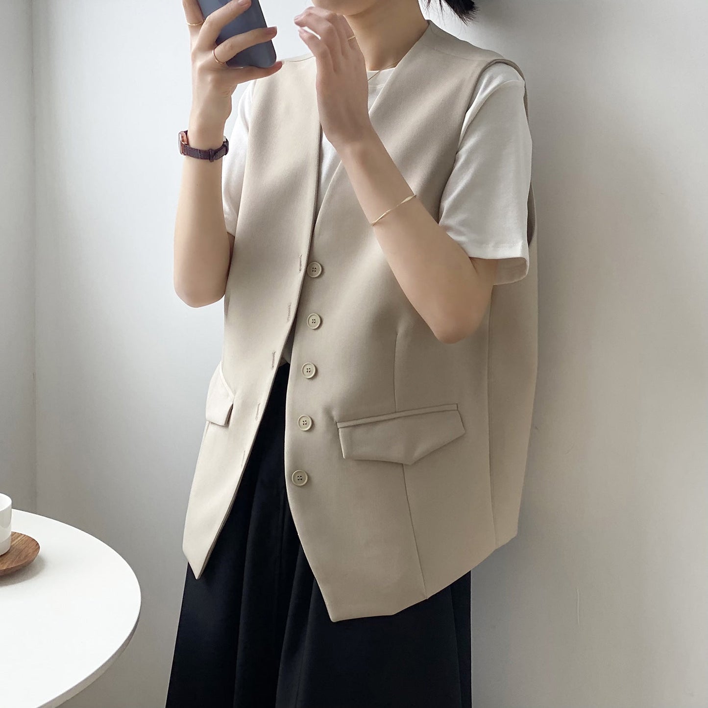Vest for Women Autumn Korean Loose Sleeveless Single Breasted Vest Cardigan