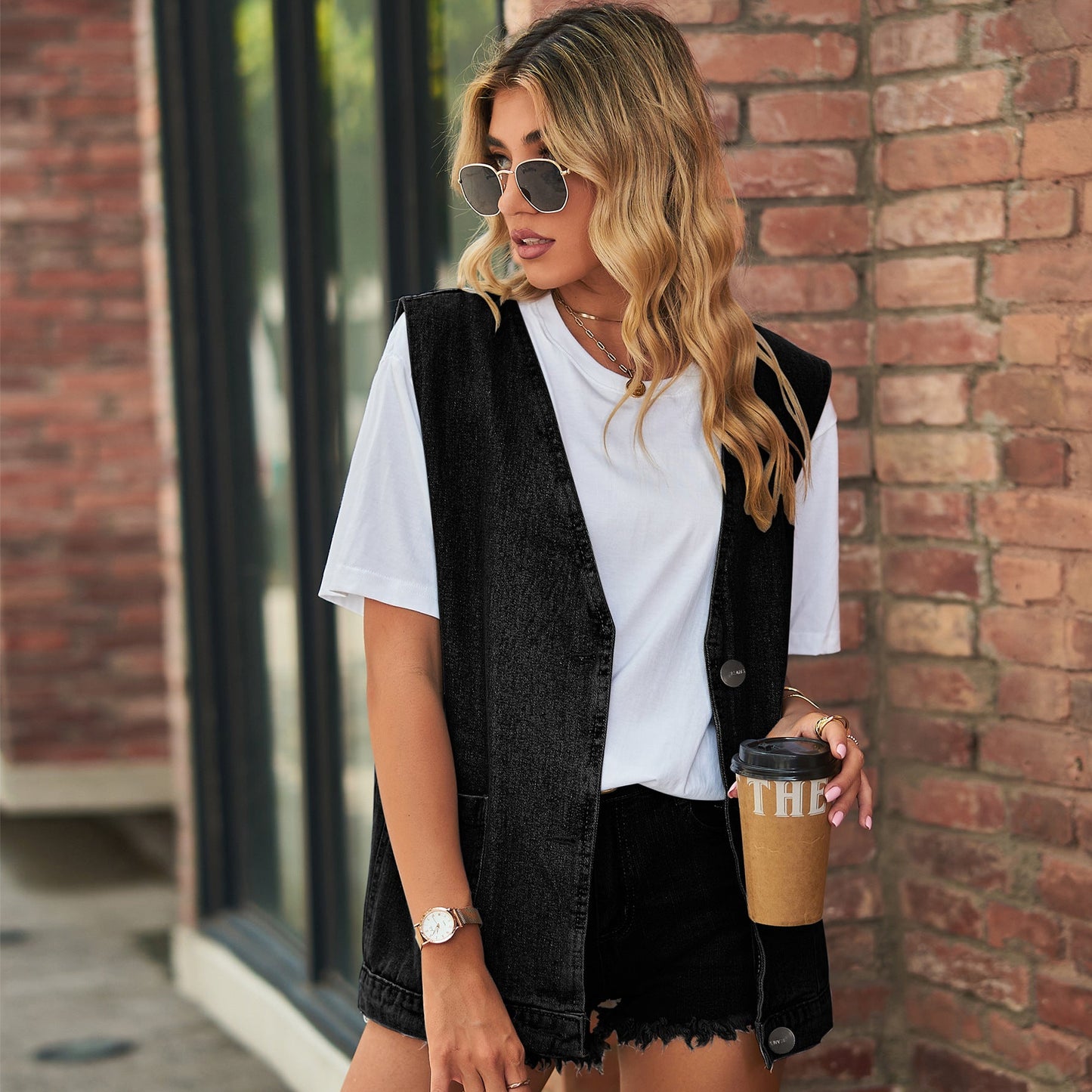 Denim Waistcoat Vest Trendy Denim Sleeveless Vest