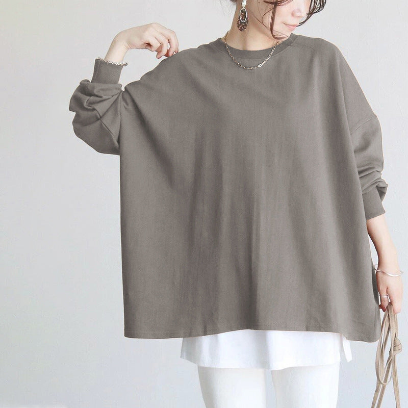 Japanese Autumn Winter Striped Sweatshirt Women Loose Cotton Large Version Bottoming Top Women