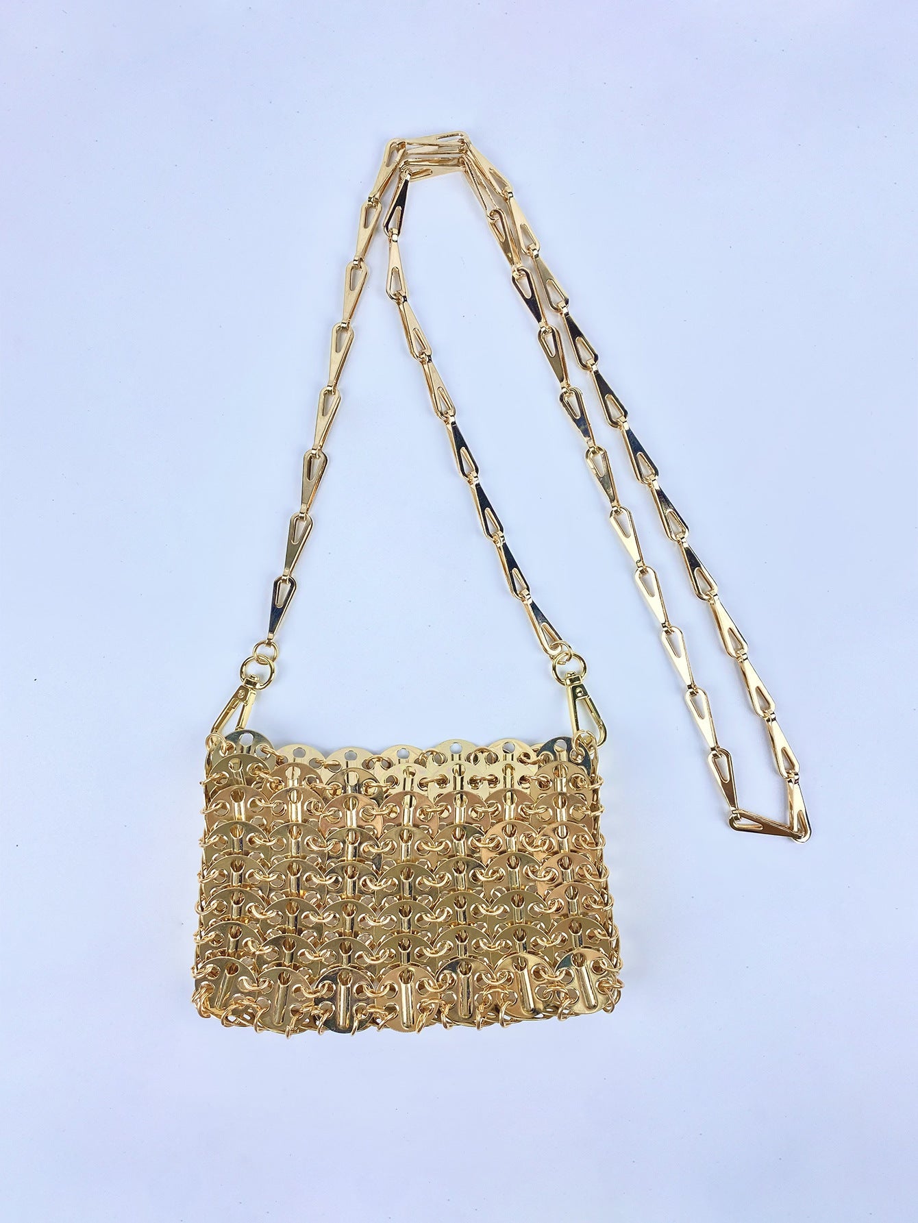 Metal Sequ Chain Hand Woven Bag Western Mobile Phone Lipstick Crossbody Bag Women