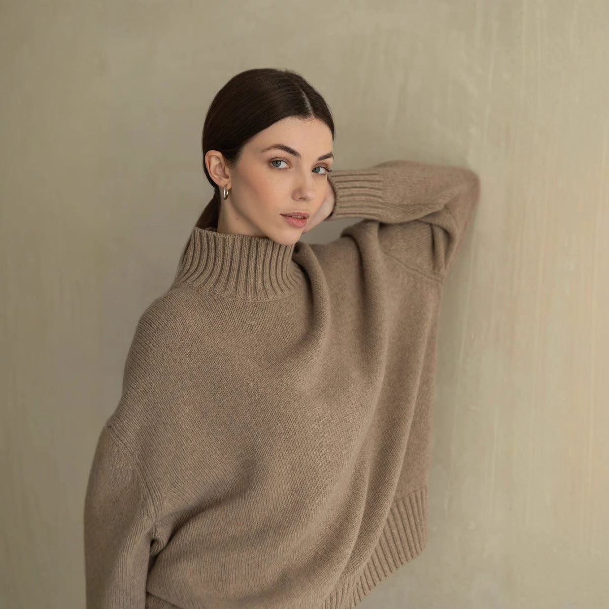 Sweater Russia Women Clothing Mock Neck Sweater Autumn Winter Loose Knitwear Women