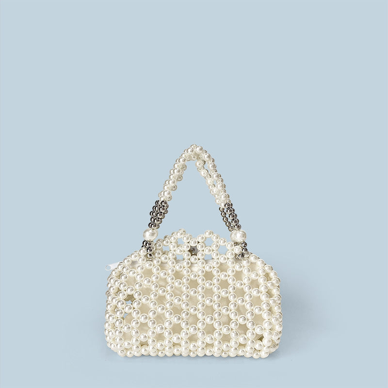 Niche Hollow Out Cutout Vacation Seaside Beach Bag Black Silver Woven Bag Personalized Handbag