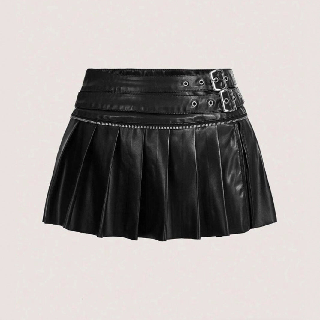Women Clothing Sexy Pleated Skirt Pleated Short Split Skirt
