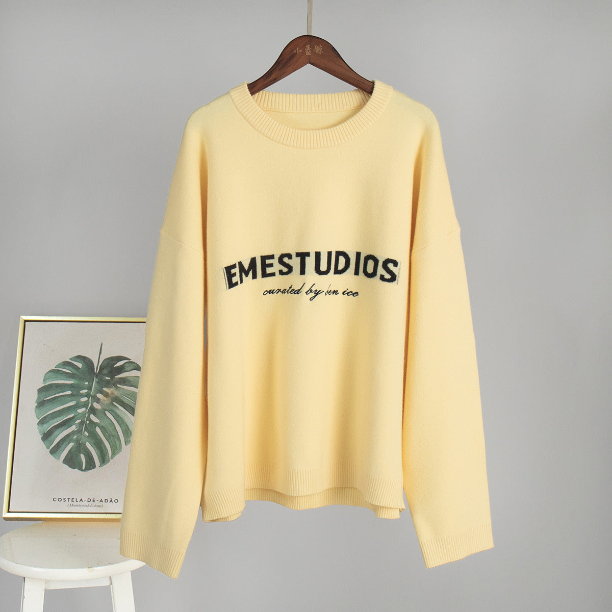 Letters Brocade Sweater Women Autumn Winter Knitting Pullover Loose Lazy Embroidered Sweater Women
