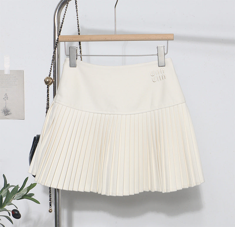 Preppy Pleated Skirt Women Autumn Winter Tennis Sports Organ Embroidery Short Skirt
