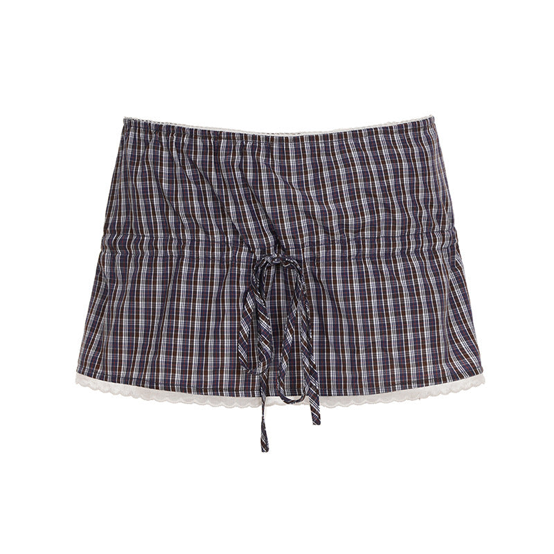 Sweet Spicy Girl Plaid Breasted Long Sleeve Short Shirt Women Autumn Slimming Skirt Short Skirt Two Piece Set