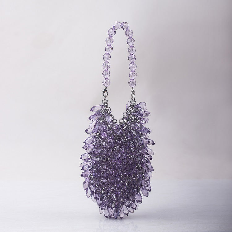 Hand Woven Direct Transparent Crystal Acrylic Water Drop Metal Handmade Women Handbag