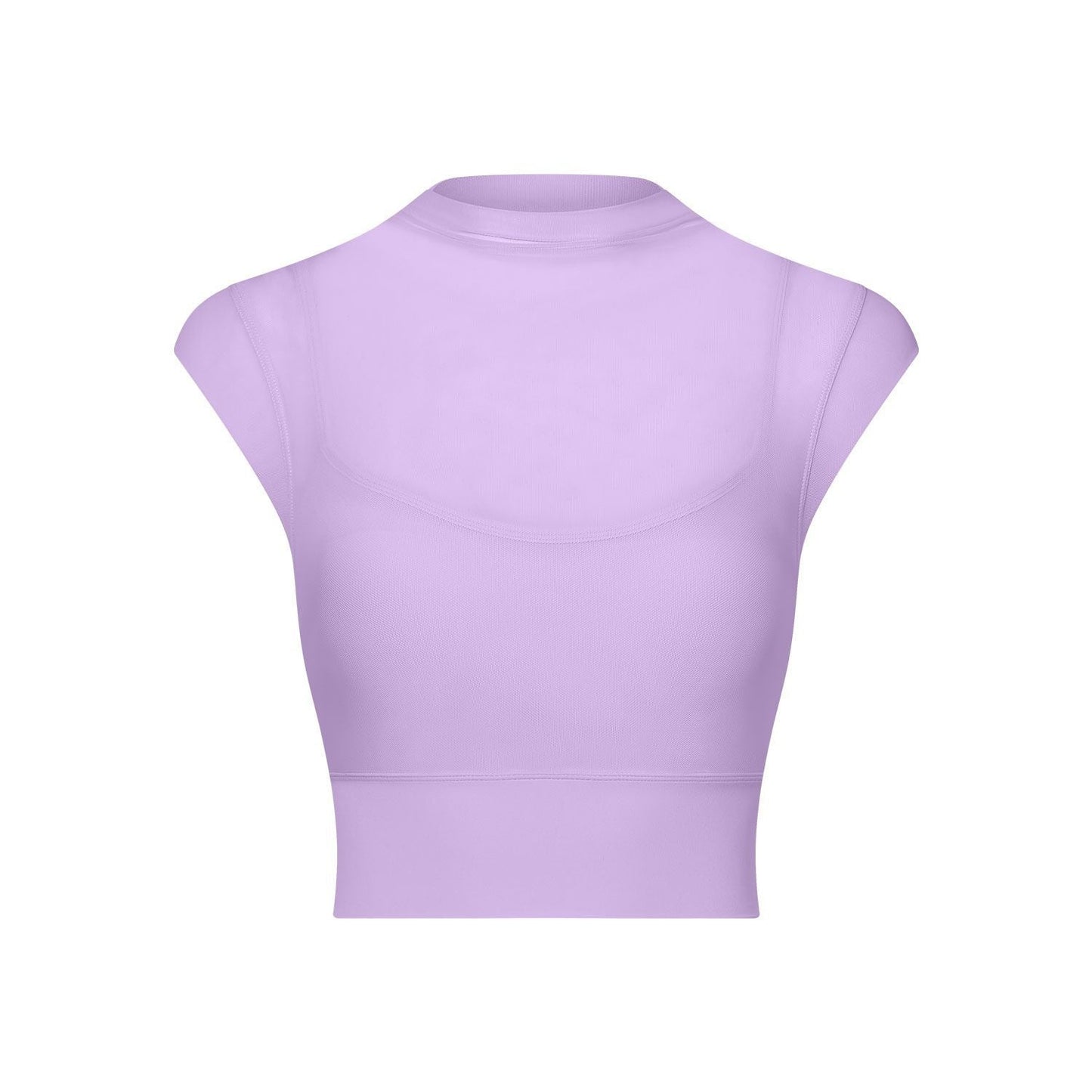 Sexy Mesh Yoga Clothes Flounced Sleeve Running Quick Drying Sports Bra with Chest Pad One Piece Cup Workout Clothes Top