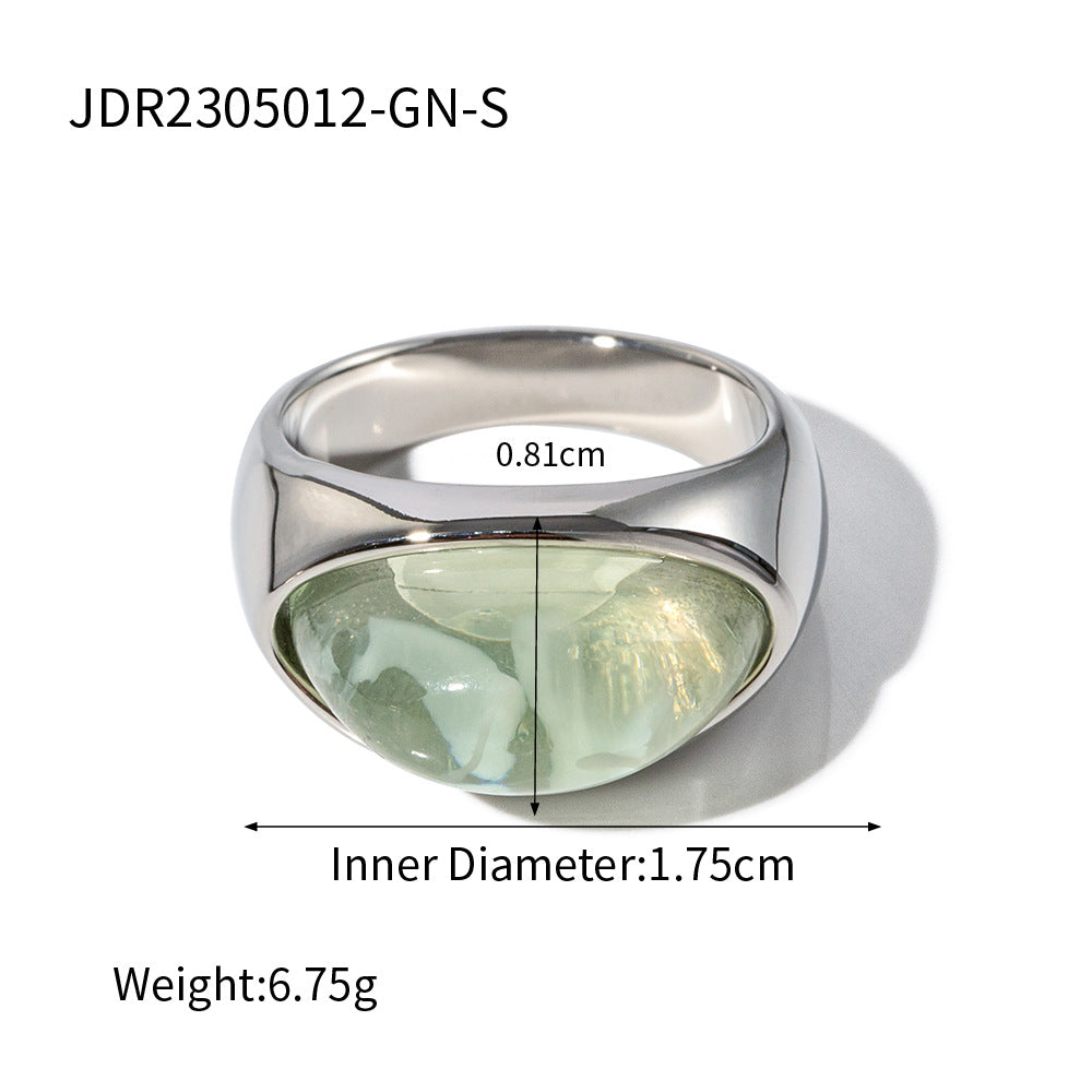 Internet Fashionable 18K Gold Stainless Steel Transparent Closed Ring Non Fading Ornament