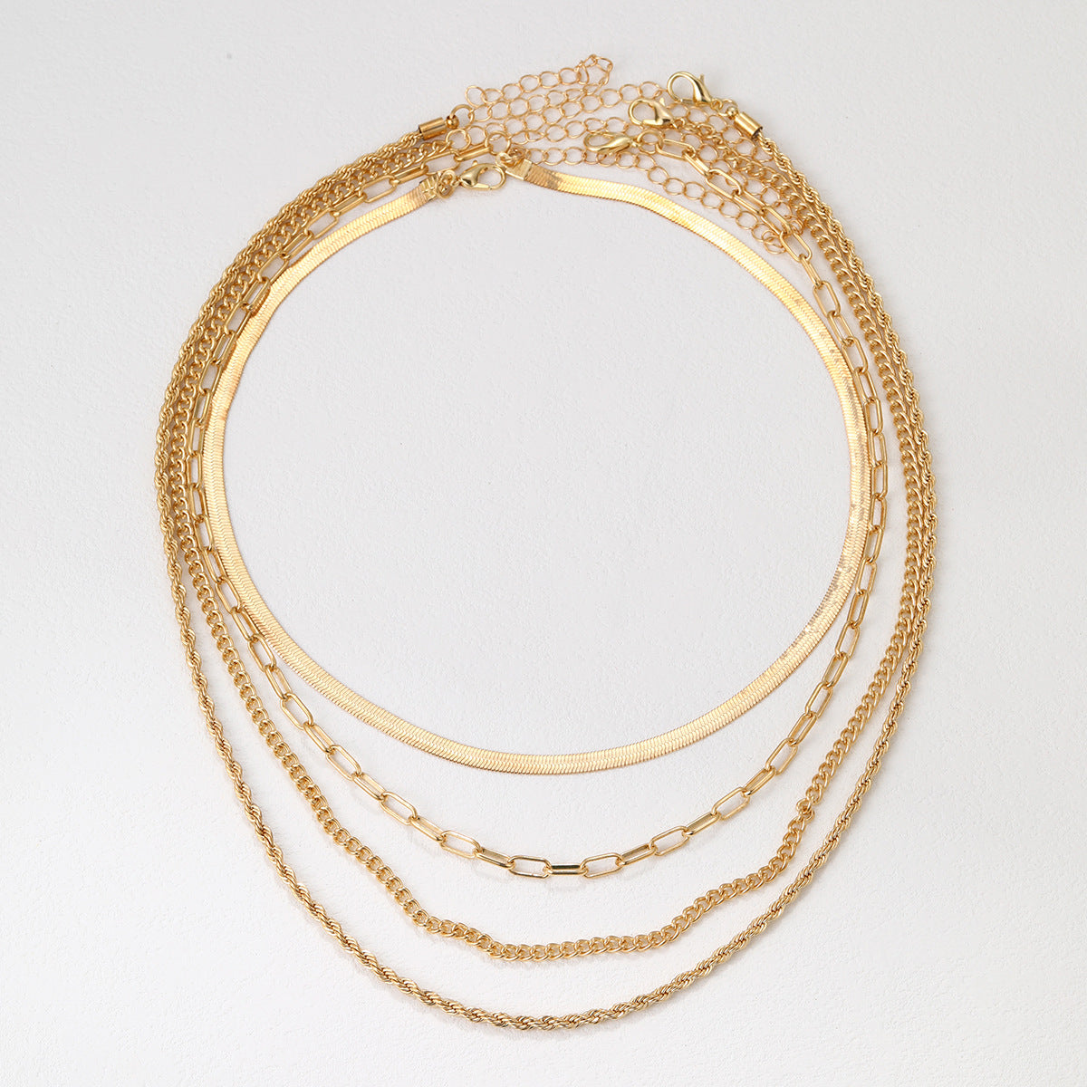 5-in-1 Layered Gold Necklace Set - Tarnish-Free 14k Gold Plated Chunky Chain Stack for Women