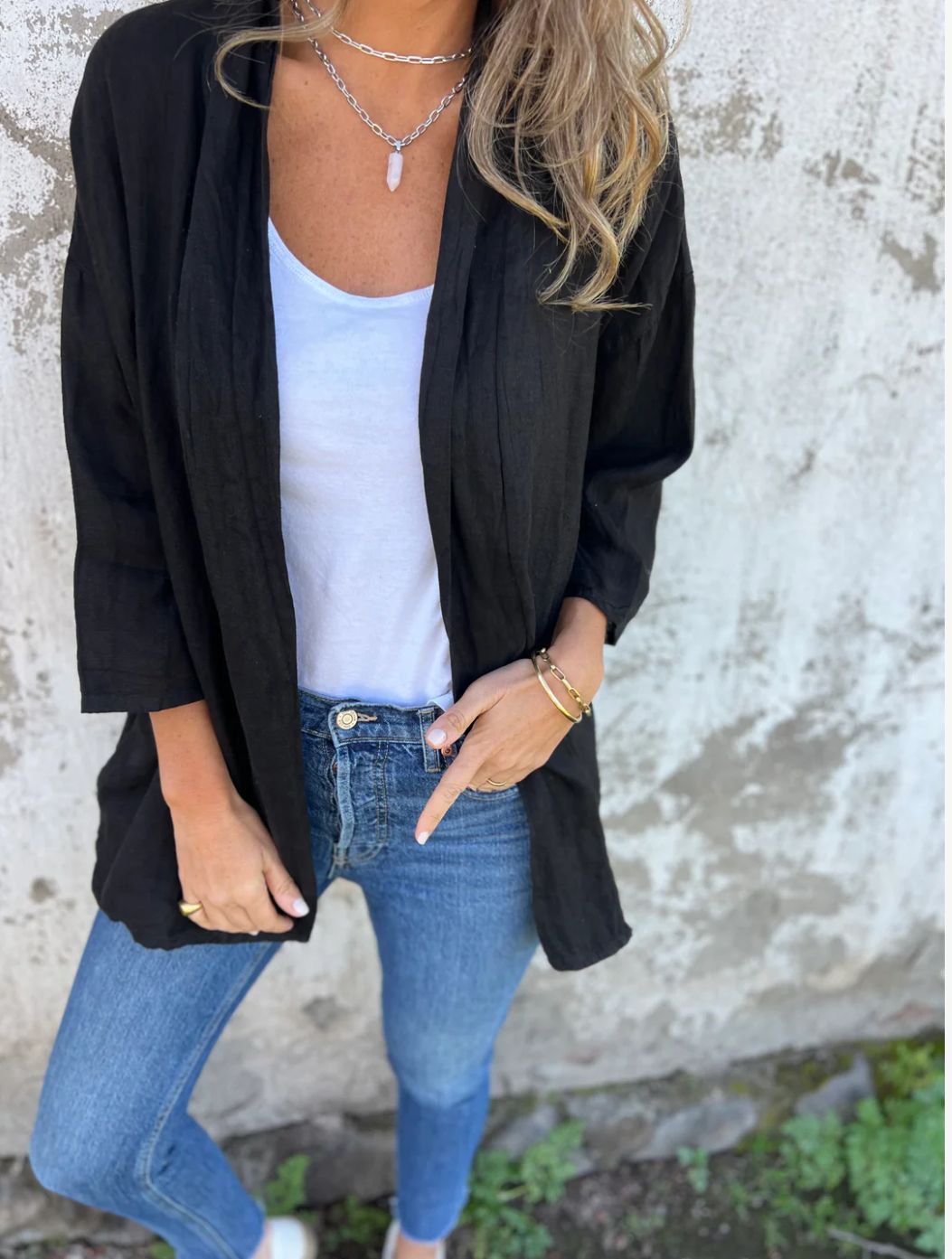 Autumn Winter Cardigan Solid Color Casual Loose Pockets Top Women