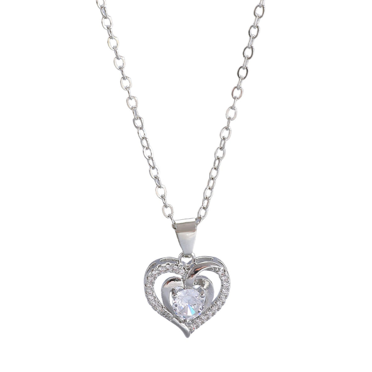 Ocean Heart Valentine's Day Copper Inlaid Zircon Heart Necklace Mother's Day Gift