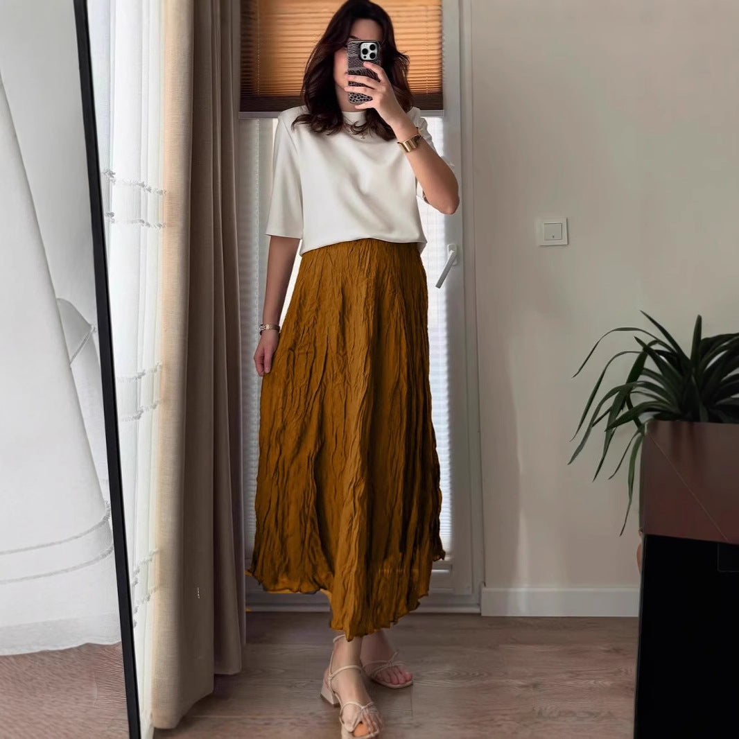 Spring Autumn Pleated Pleated Skirt Soft