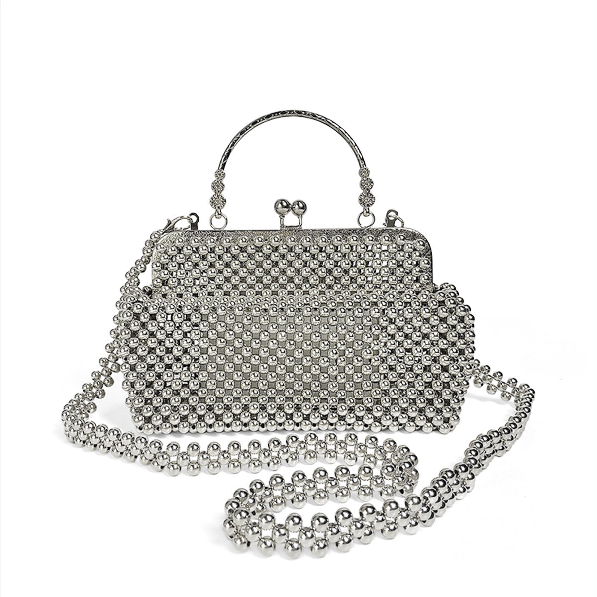 Handmade Beaded Bag Diamond Chain Handbag Casual Office Shoulder Bag Box Bag Western Texture