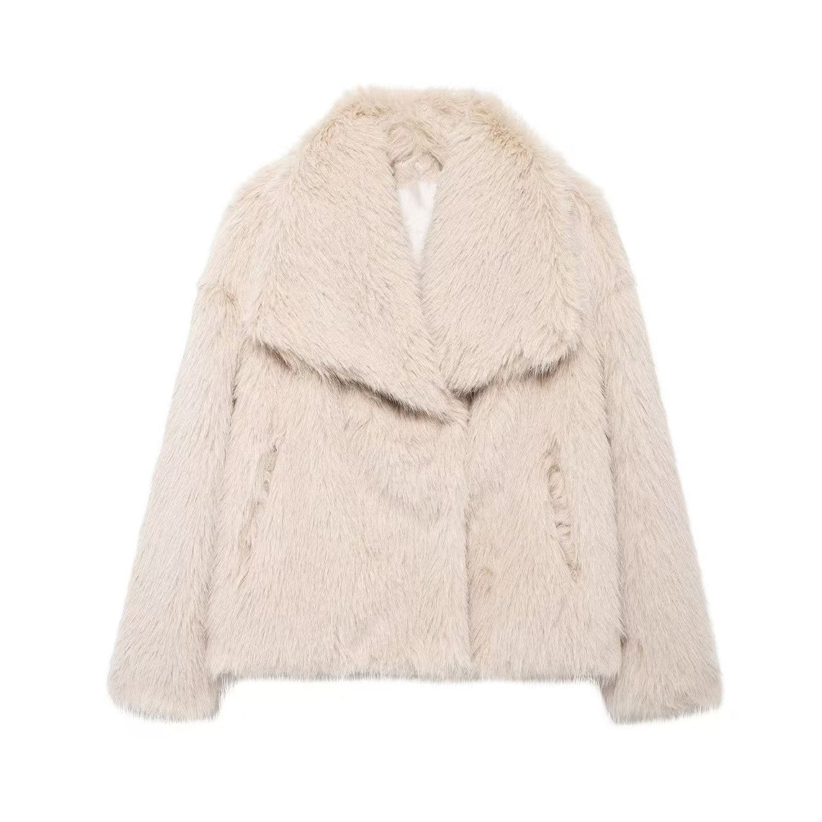 Women's Faux Fur Coat with Large Lapel