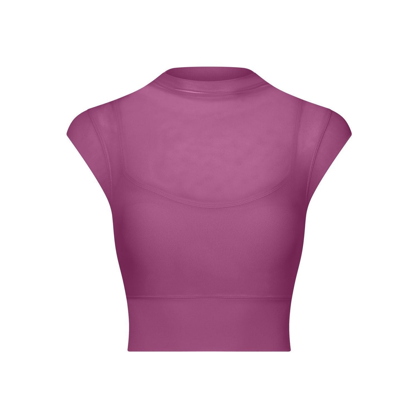 Sexy Mesh Yoga Clothes Flounced Sleeve Running Quick Drying Sports Bra with Chest Pad One Piece Cup Workout Clothes Top