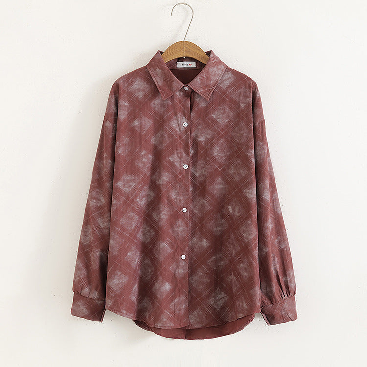 Women Casual Floral Print Loose Collared Long Sleeves Shirt